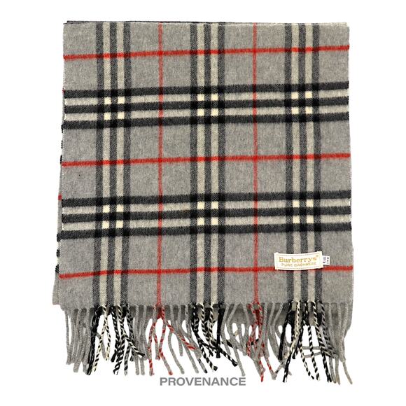 🔴 Burberry Scarf - PURE CASHMERE Nova Check Grey - Picture 1 of 6